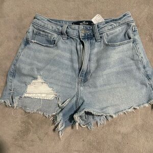 Hollister Women's Distressed Light Blue Jean Shorts